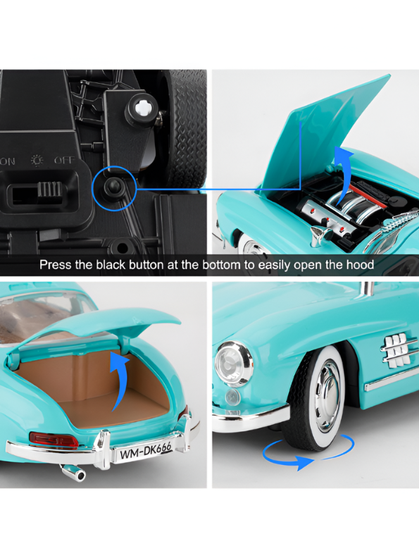 🚗 1:22 Classic Convertible Die-Cast Car – Light & Sound Model