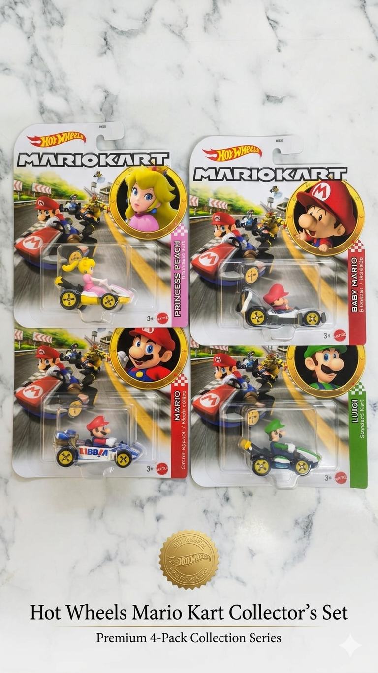 Hot Wheels Mario Kart Character Cars – Set of 4 (Wave 2)
