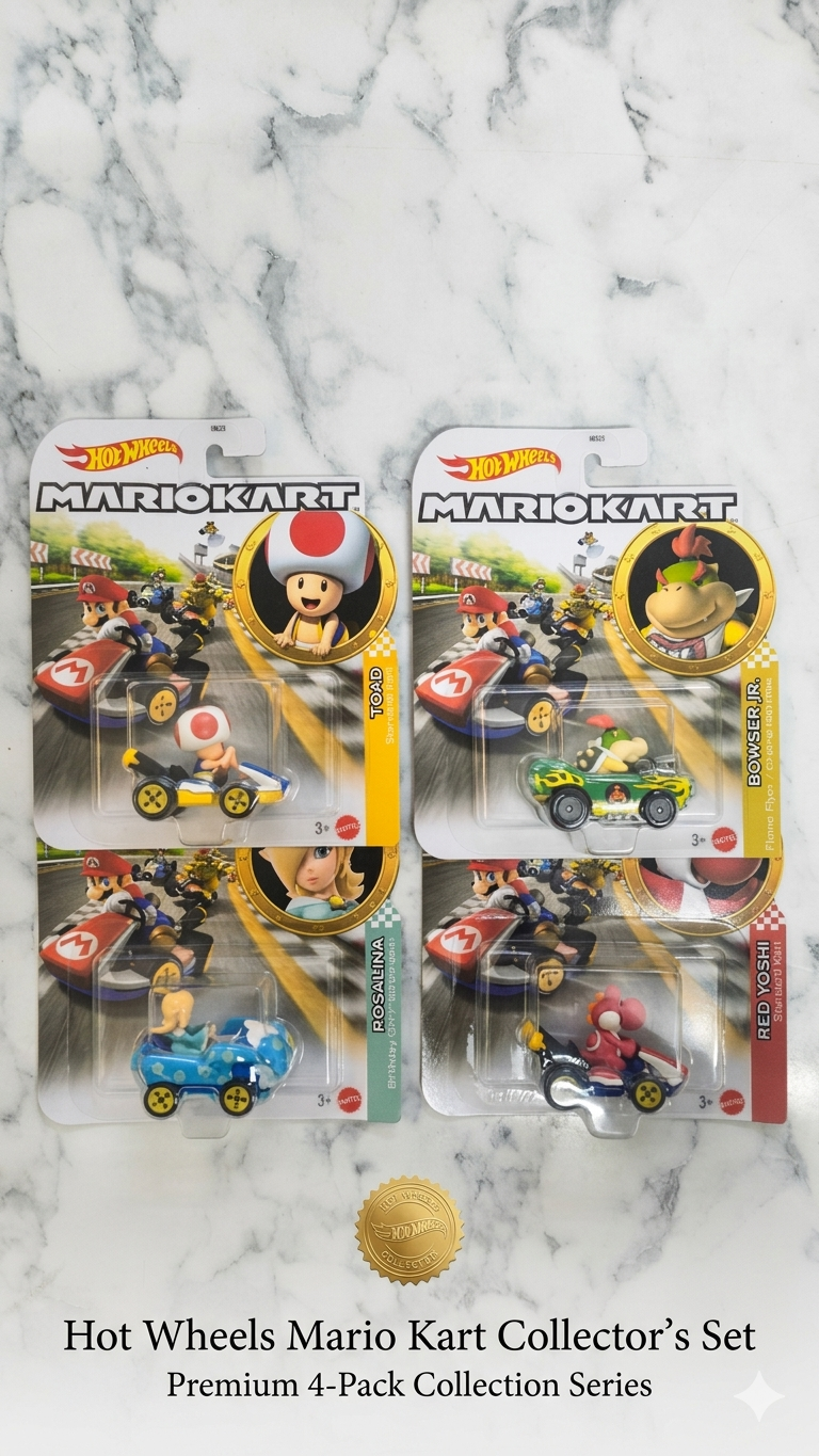 Hot Wheels Mario Kart Character Cars – Set of 4