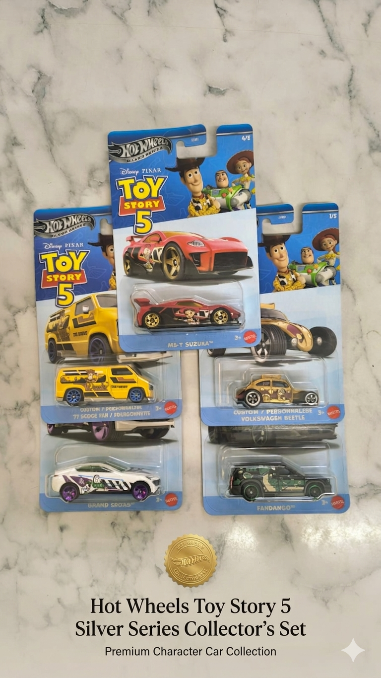 Hot Wheels Disney Pixar Toy Story 5 Silver Series – Set of 5