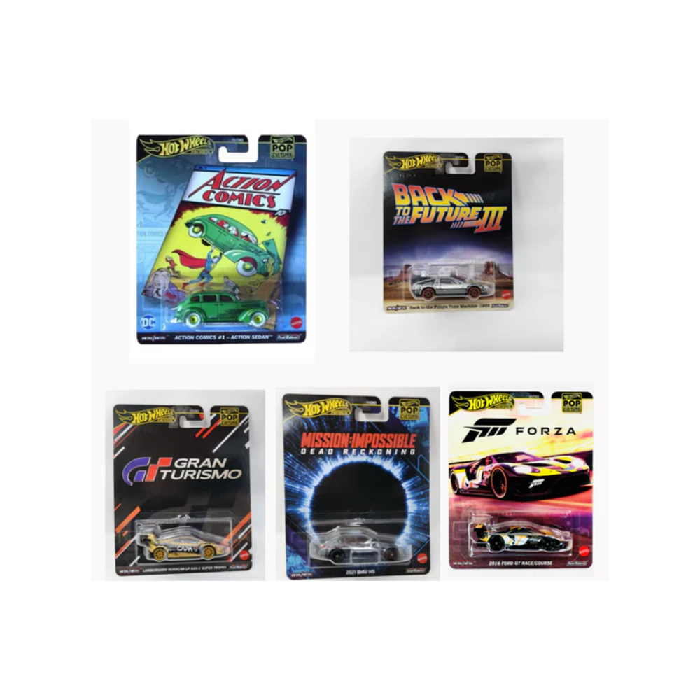 Hot Wheels 1:64 Premium Pop Culture 2025 L Case Combo Set Set of 5Pcs