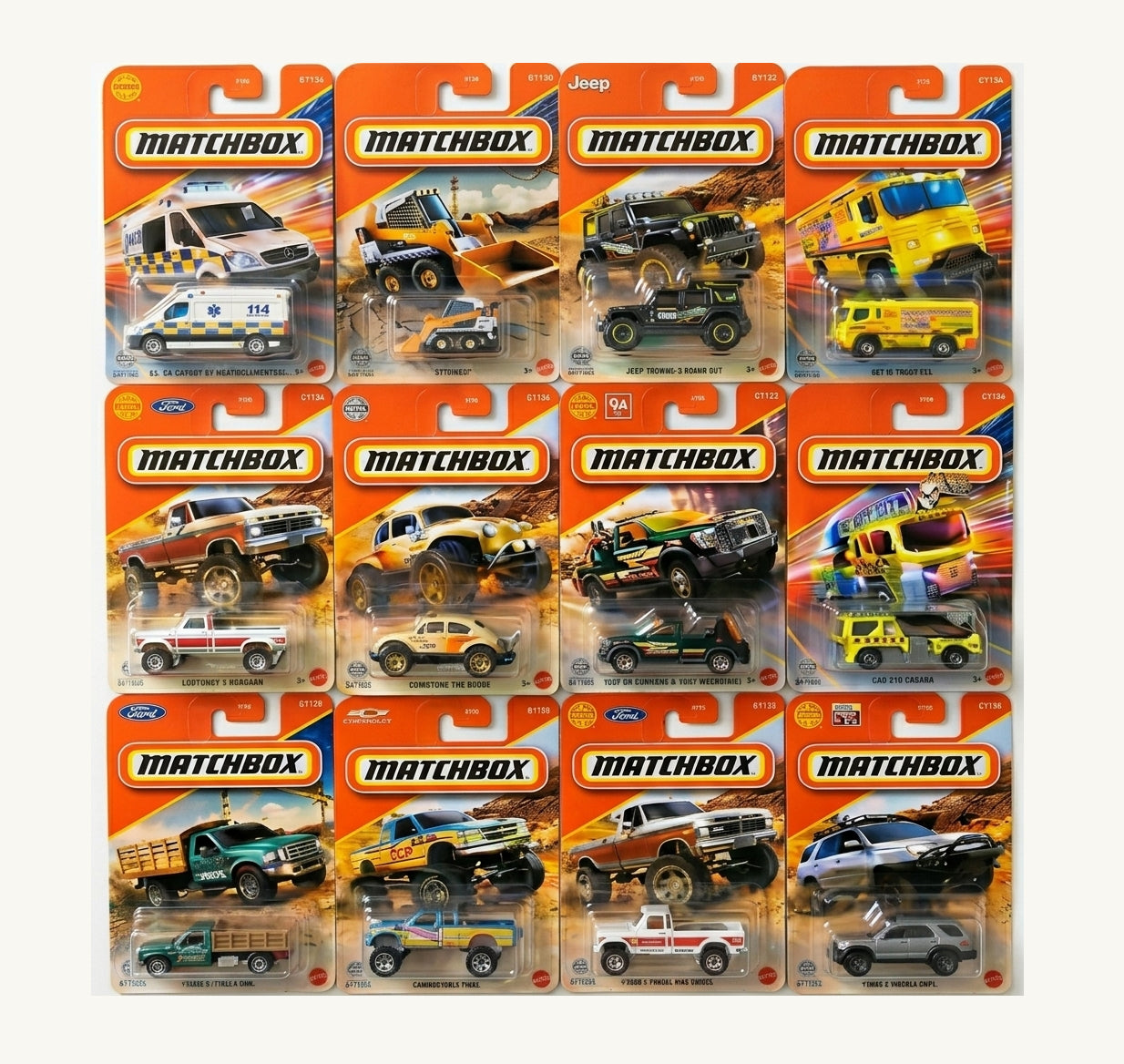 Matchbox Die-Cast Utility & Truck Collection – Off-Road, Rescue & Service Vehicles | Set of - 12