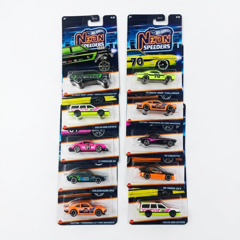 Neon Speeders Die-Cast Car Set – Retro Racing Collection