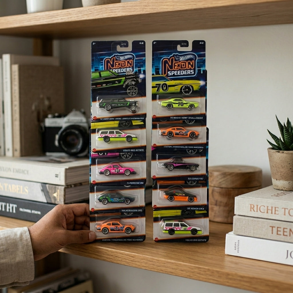 Neon Speeders Die-Cast Car Set – Retro Racing Collection